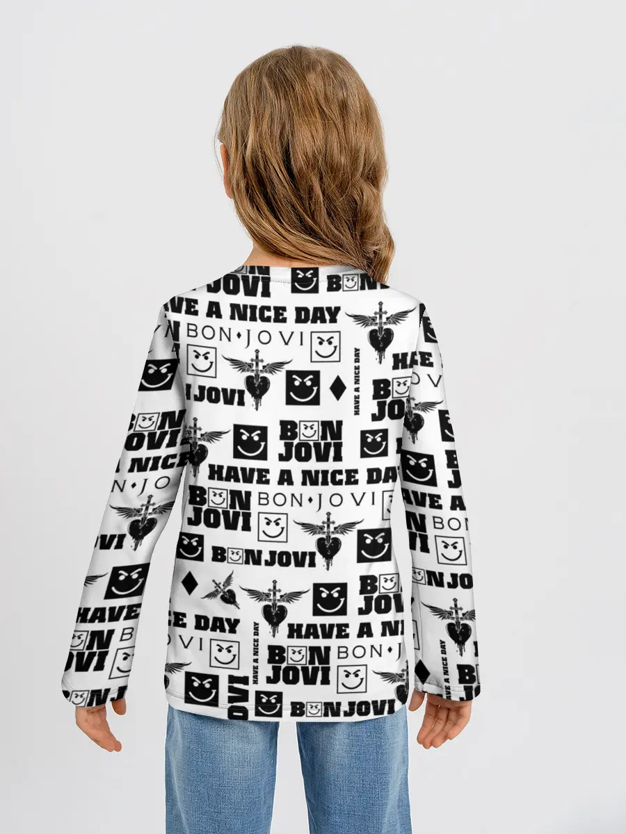 Детский лонгслив / BON JOVI ЛОГОБОМБИНГ | БОН ДЖОВИ ПАТТЕРН