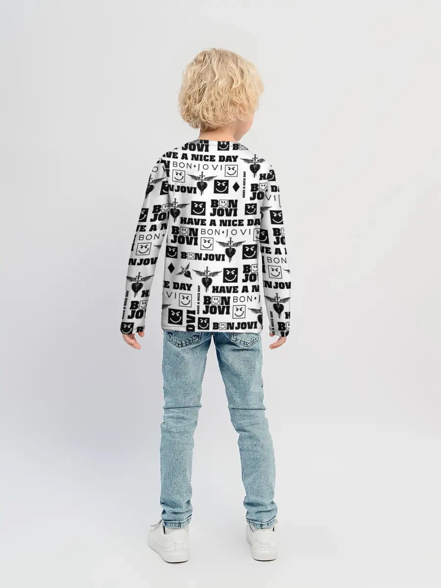 Детский лонгслив / BON JOVI ЛОГОБОМБИНГ | БОН ДЖОВИ ПАТТЕРН