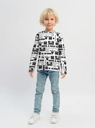 Детский лонгслив / BON JOVI ЛОГОБОМБИНГ | БОН ДЖОВИ ПАТТЕРН