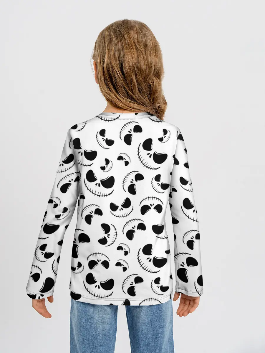 Детский лонгслив / Джек Скеллингтон паттерн лицо