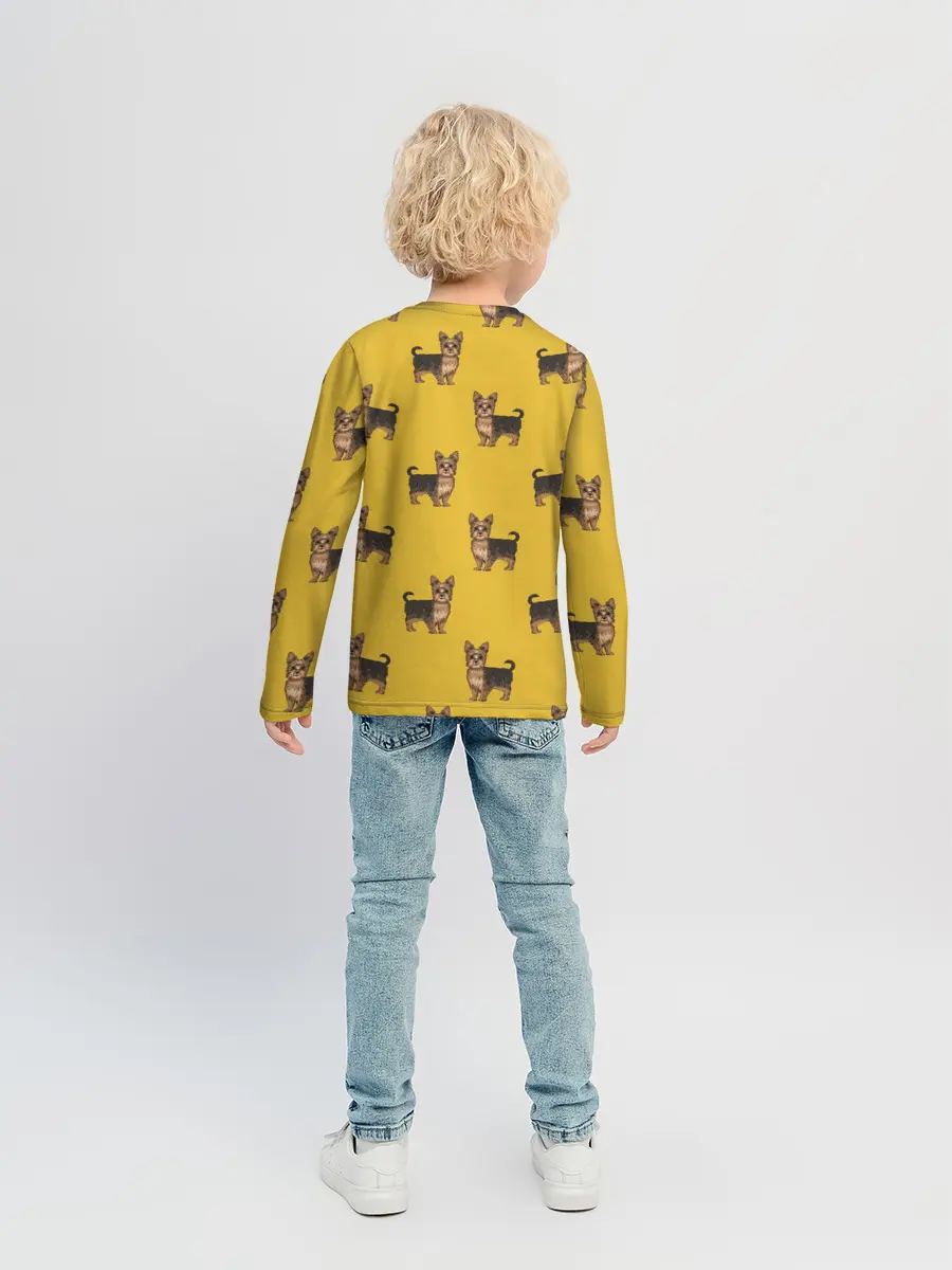 Детский лонгслив / Йоркширский терьер паттерн