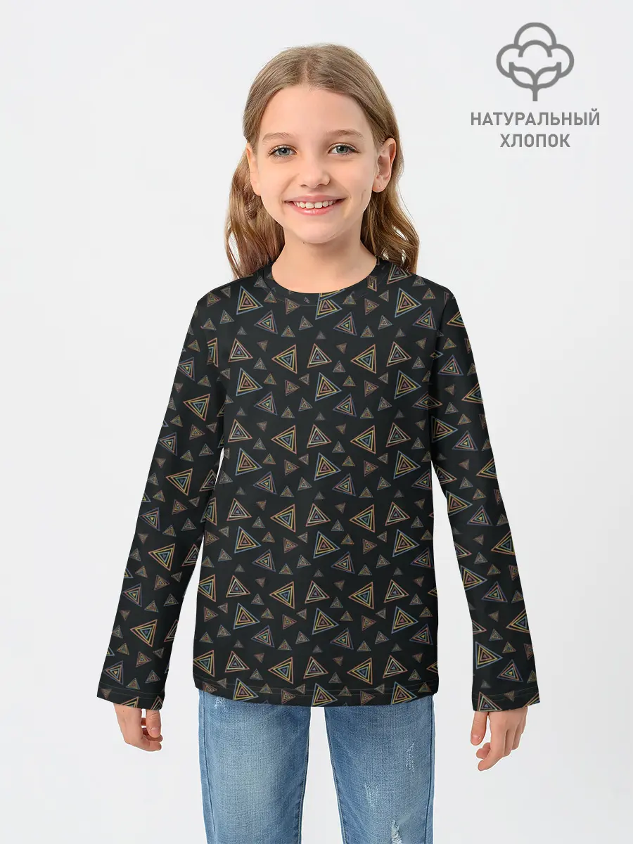 Детский лонгслив / Абстракция из разноцветных треугольников