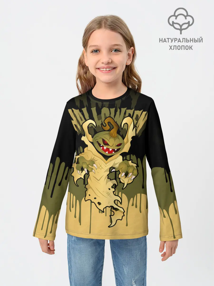 Детский лонгслив / Тыква в ночь мертвецов
