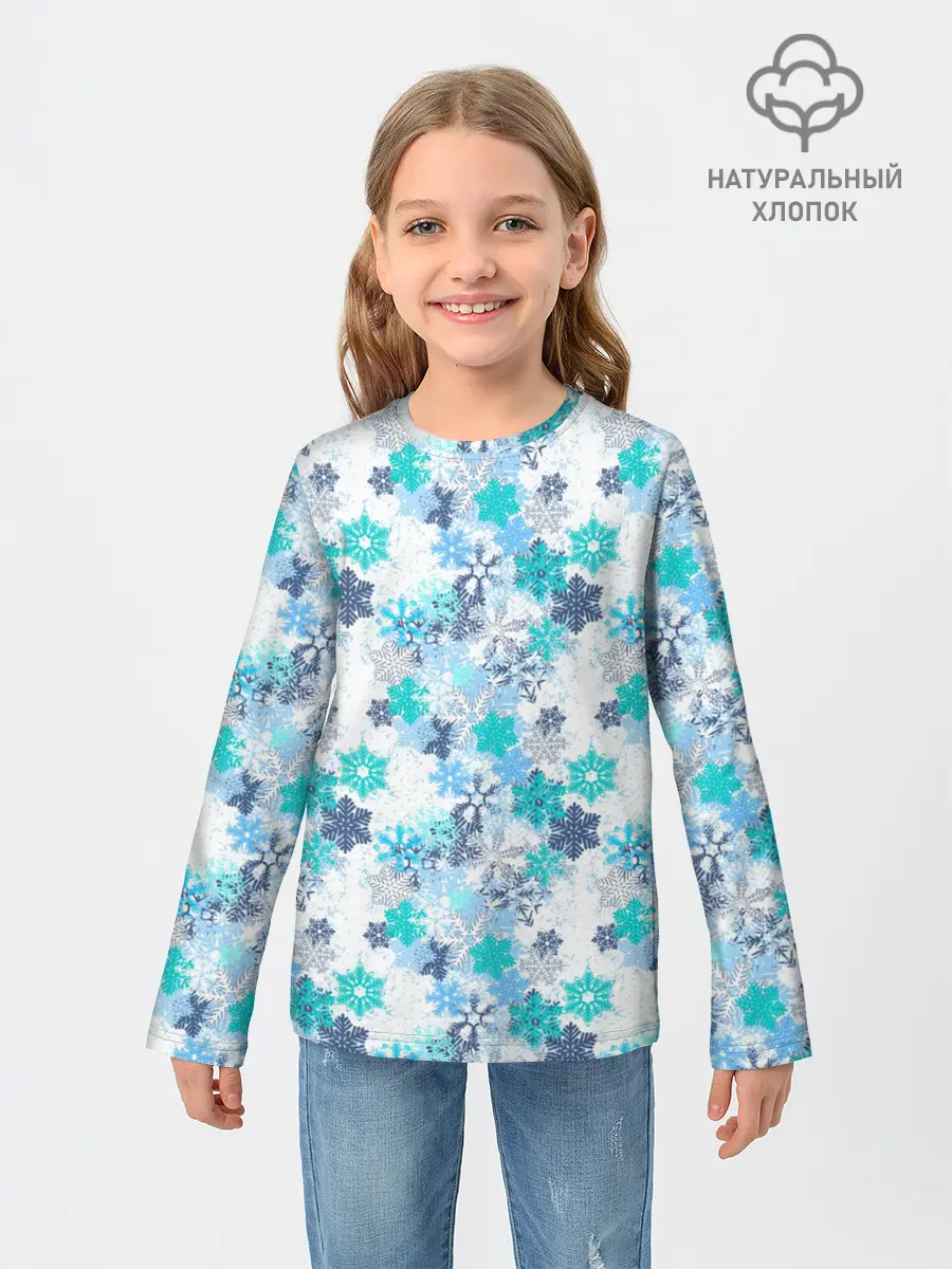 Детский лонгслив / Зимние Снежные Узоры