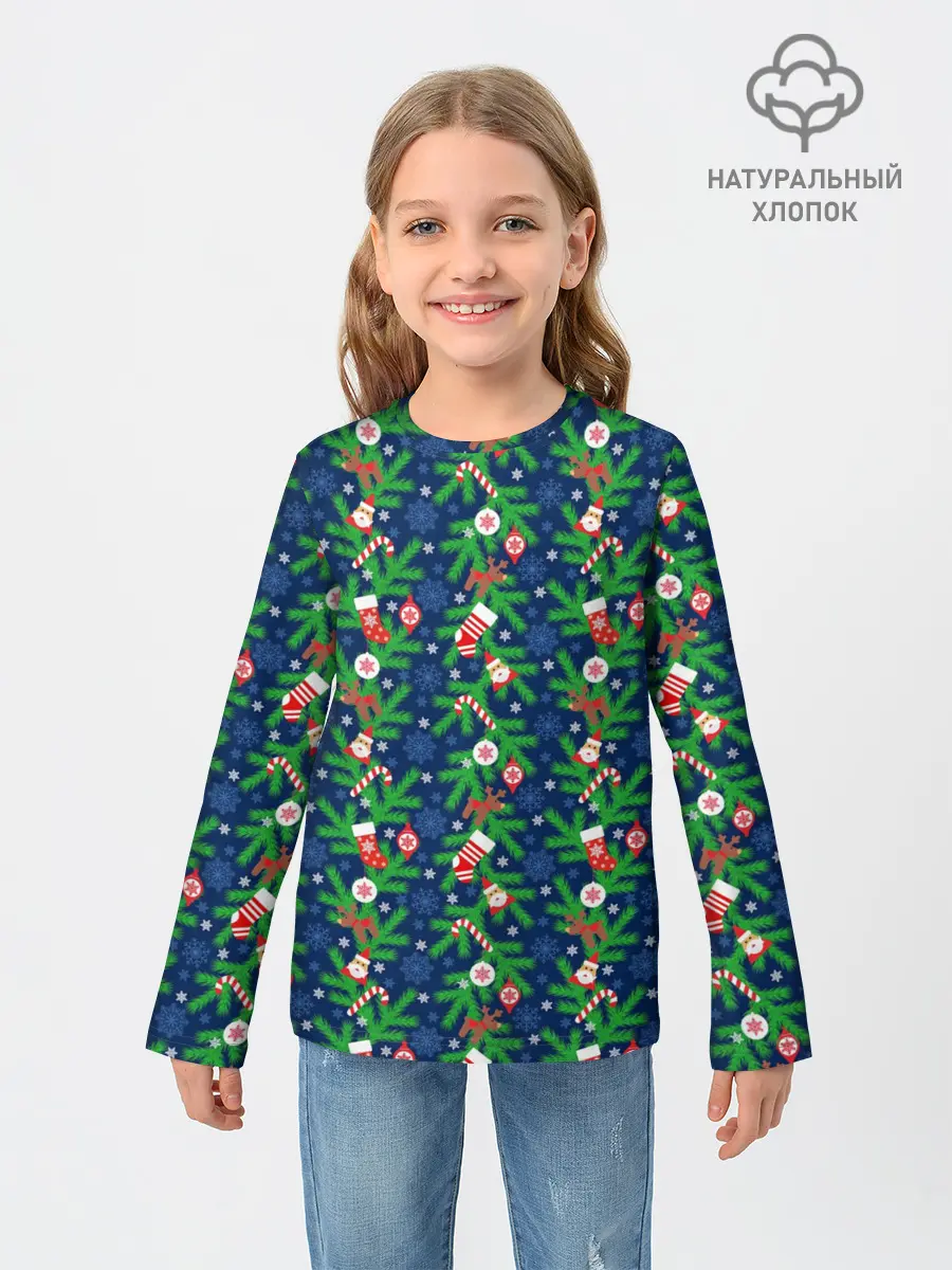 Детский лонгслив / Новогодние Игрушки на Ёлке