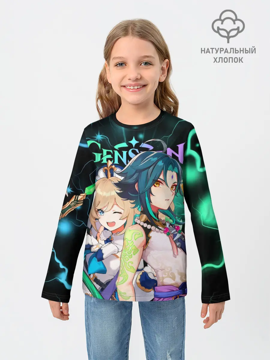 Детский лонгслив / Сяо и Барбара, Genshin Impact