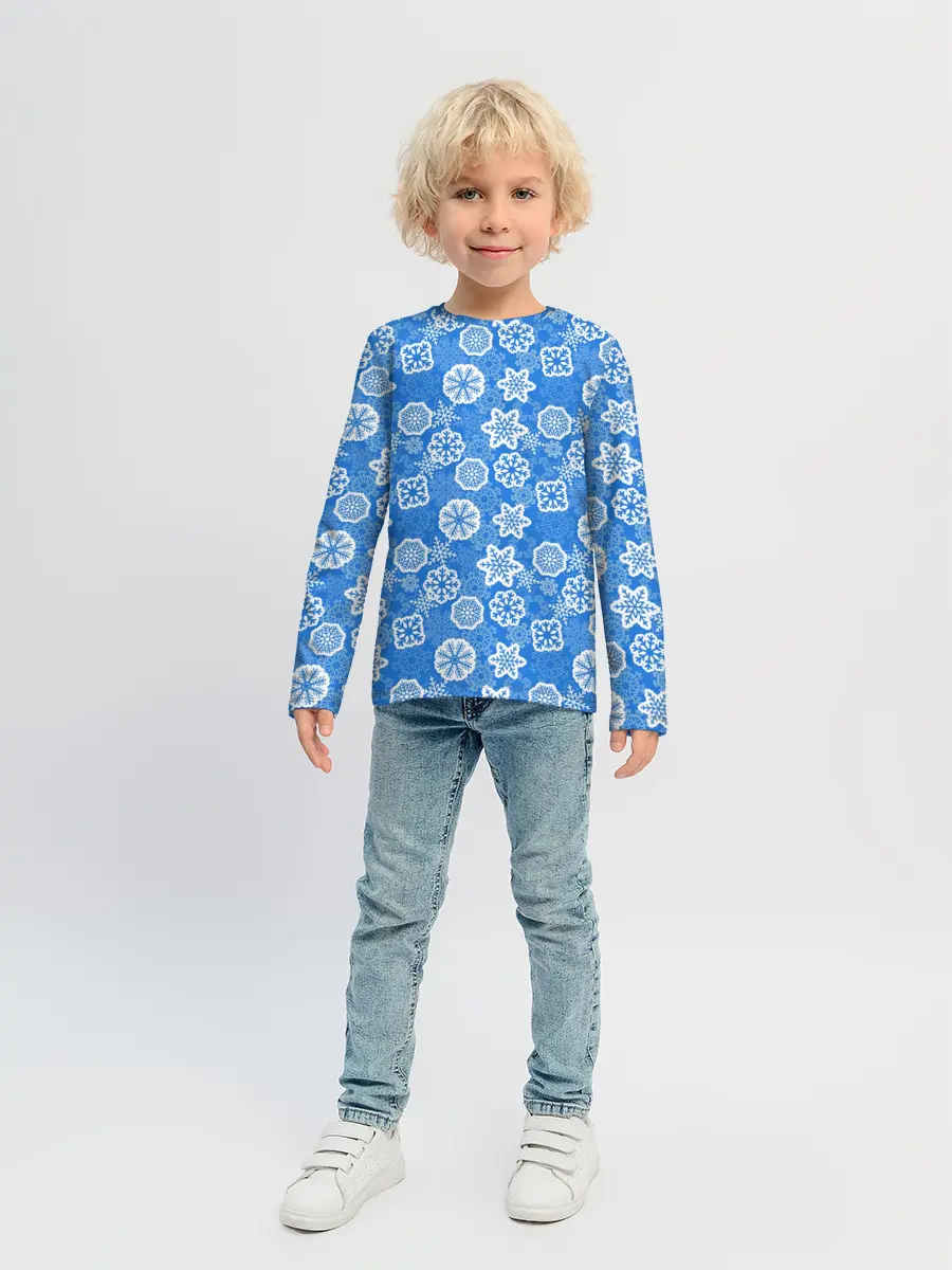 Детский лонгслив / Снежные Новогодние Узоры