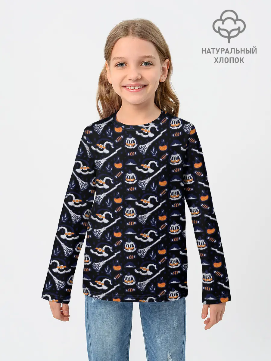 Детский лонгслив / Patern Halloween 6