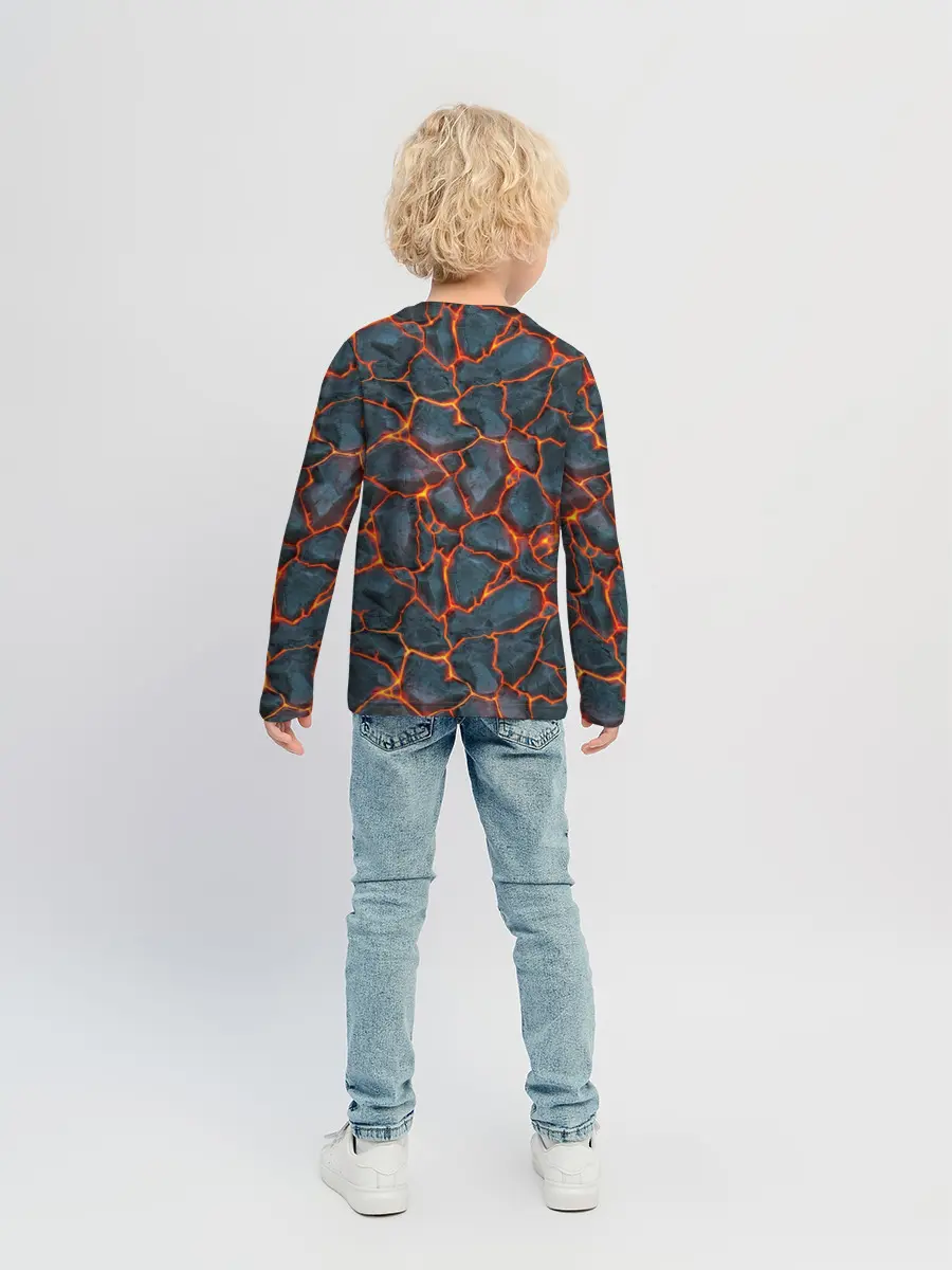 Детский лонгслив / неоновая магма