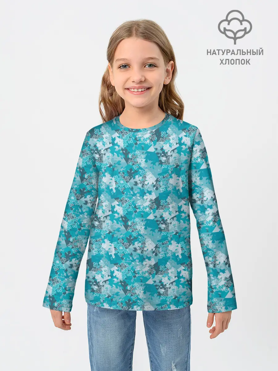 Детский лонгслив / Снежный Дизайн