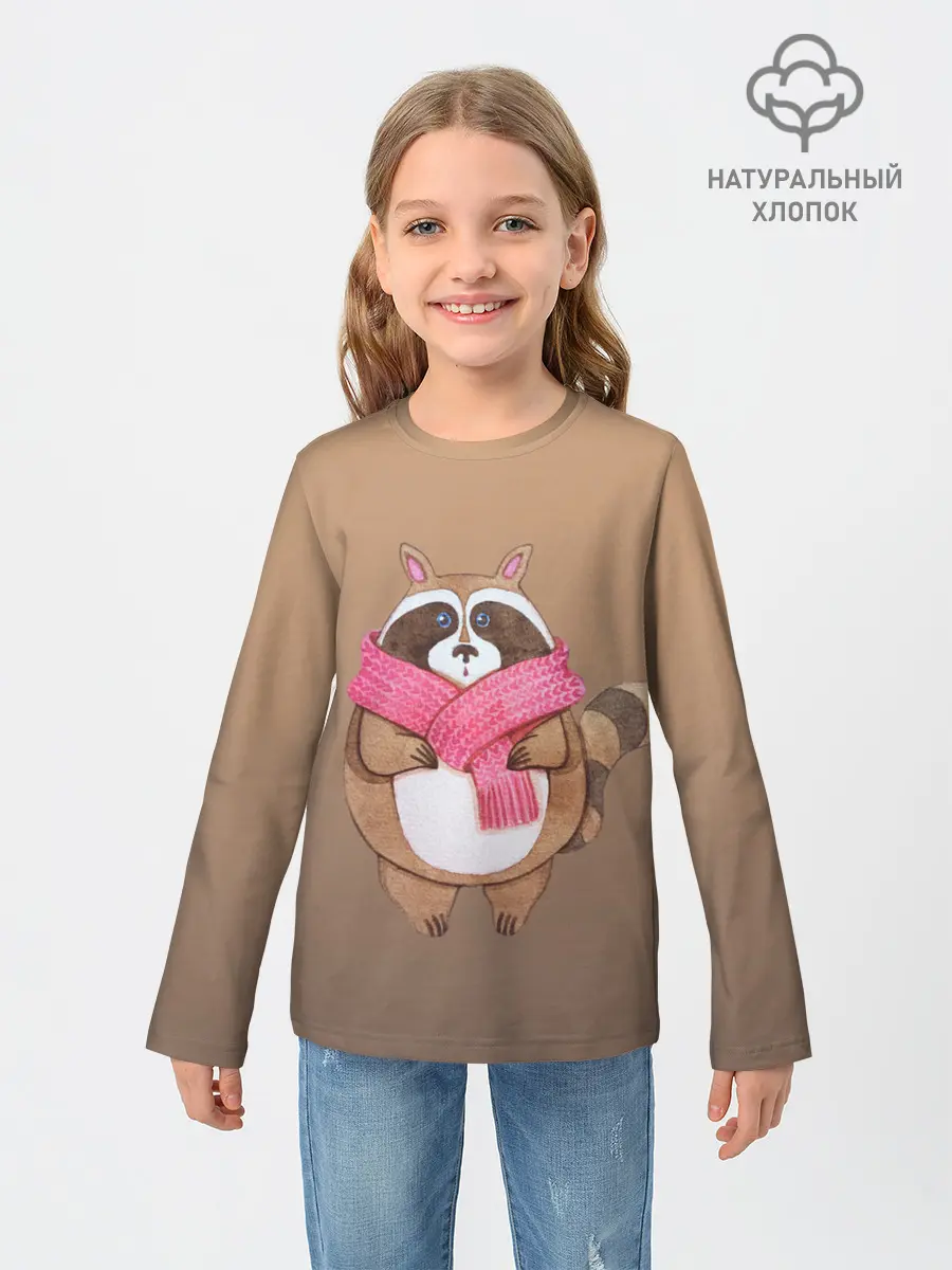 Детский лонгслив / акварельный енотик
