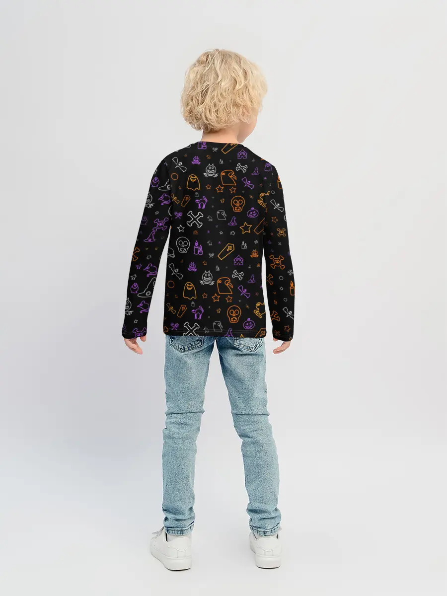 Детский лонгслив / ХЕЛЛОУИН ПАТТЕРН НЕОН / HALLOWEEN NEON