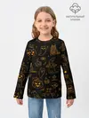 Детский лонгслив / ХЕЛЛОУИН ПАТТЕРН КОТИКИ / HALLOWEEN KITTY