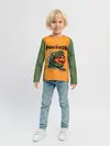 Детский лонгслив / Т-Рекс с тыквой в пасте | Хэллоуин