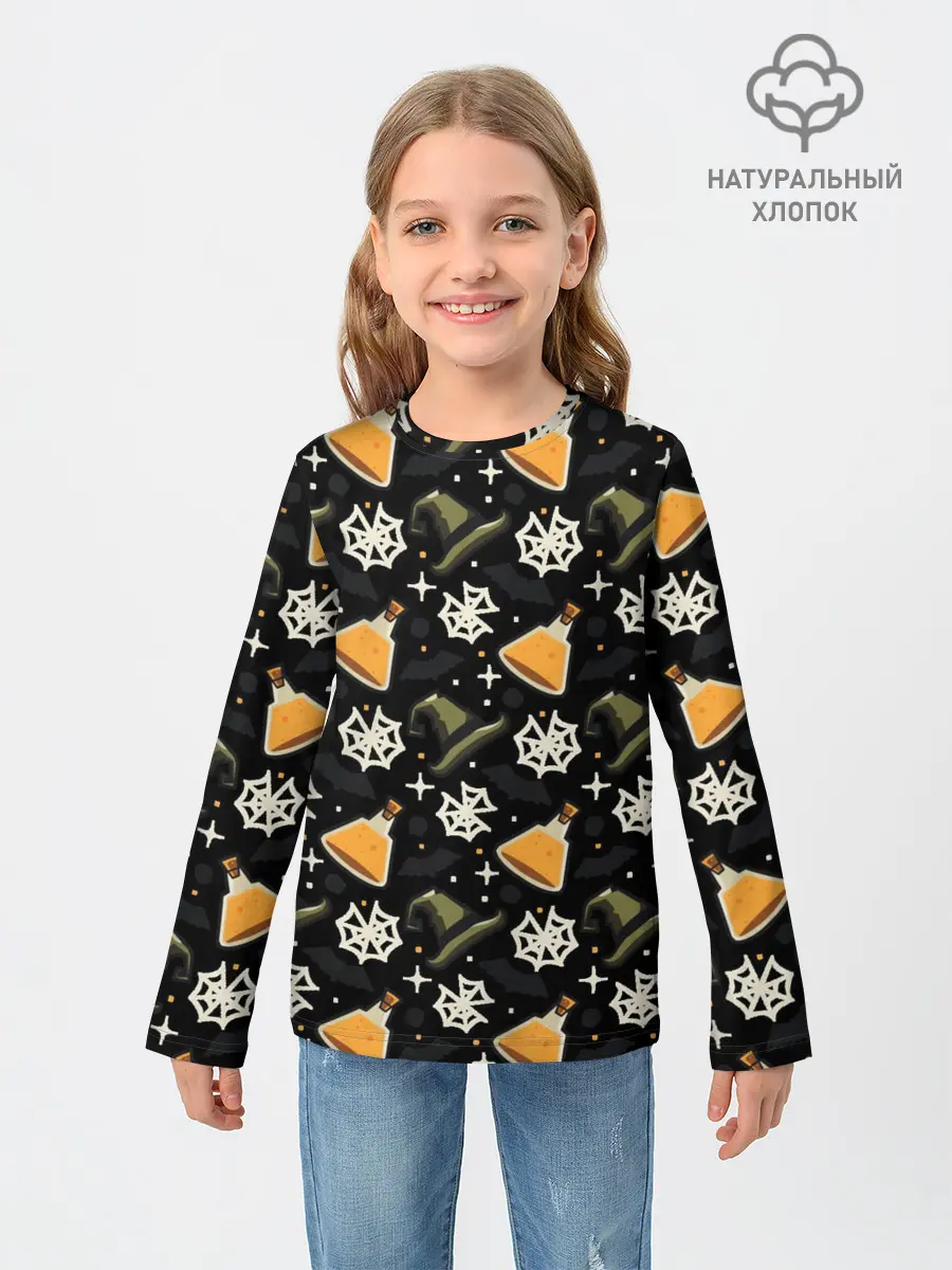 Детский лонгслив / Patern Halloween 11