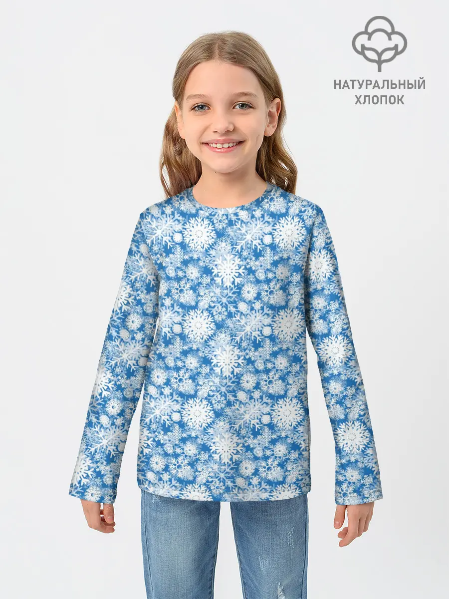 Детский лонгслив / Узоры Снежных Хлопьев