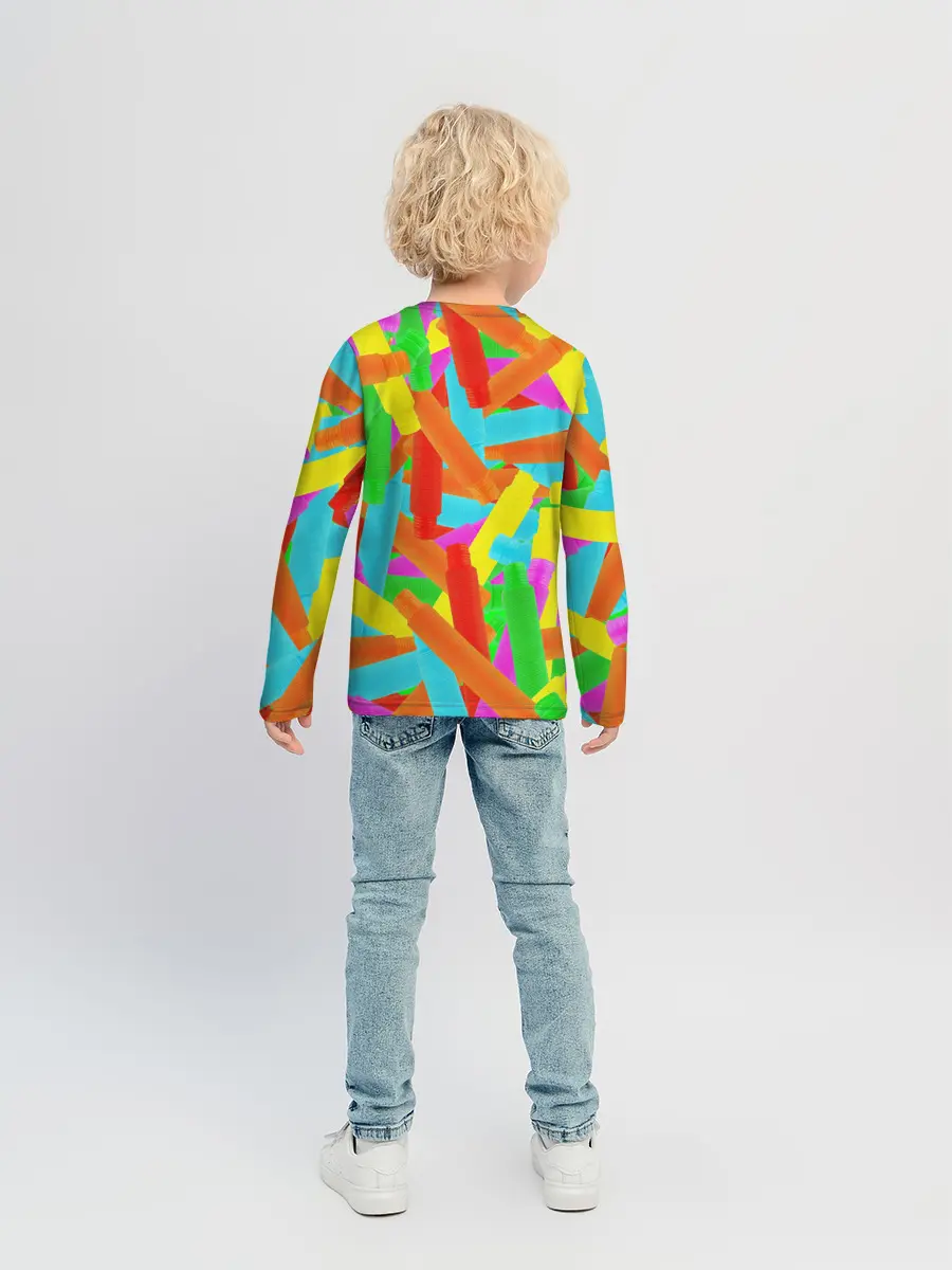 Детский лонгслив / Фон Цветные трубки Pop Tubes, Поп тубус