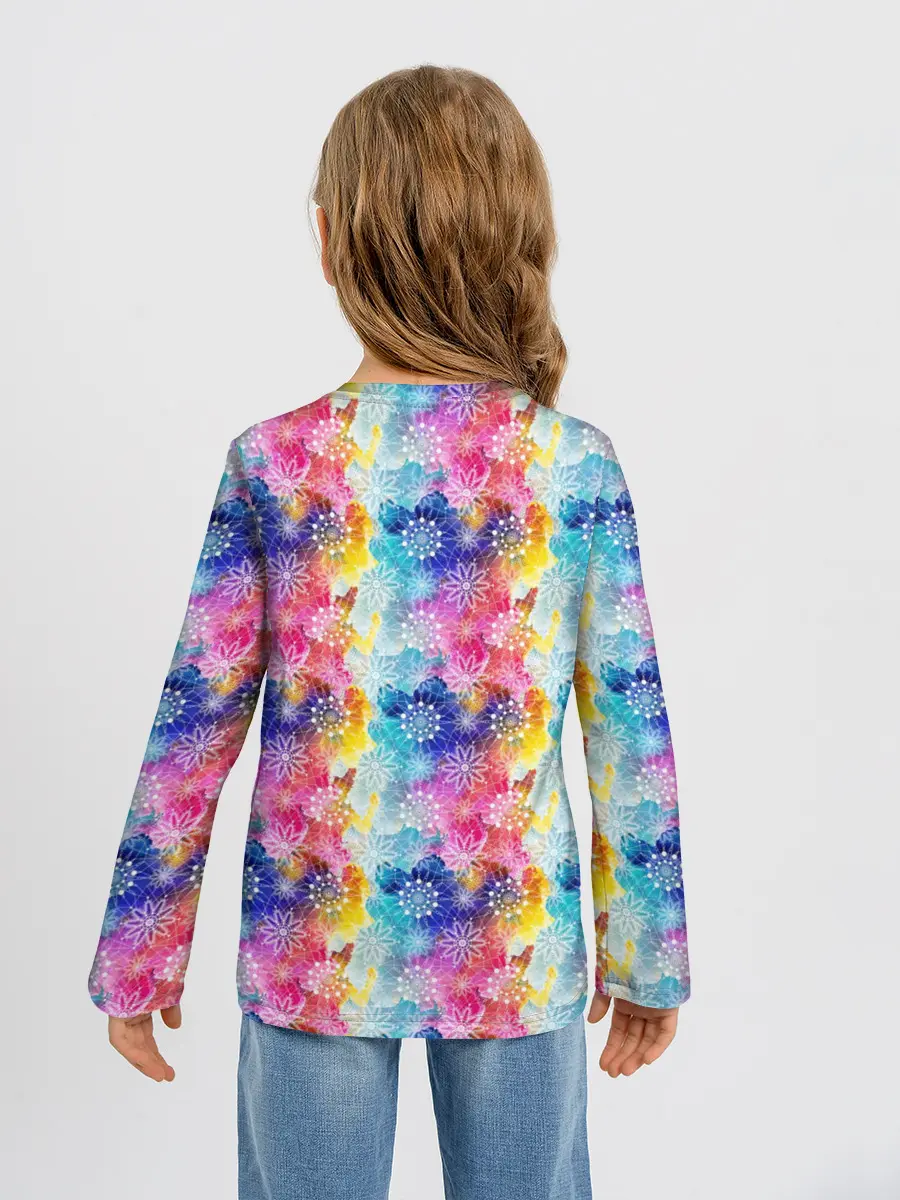 Детский лонгслив / Радужные Снежные Узоры