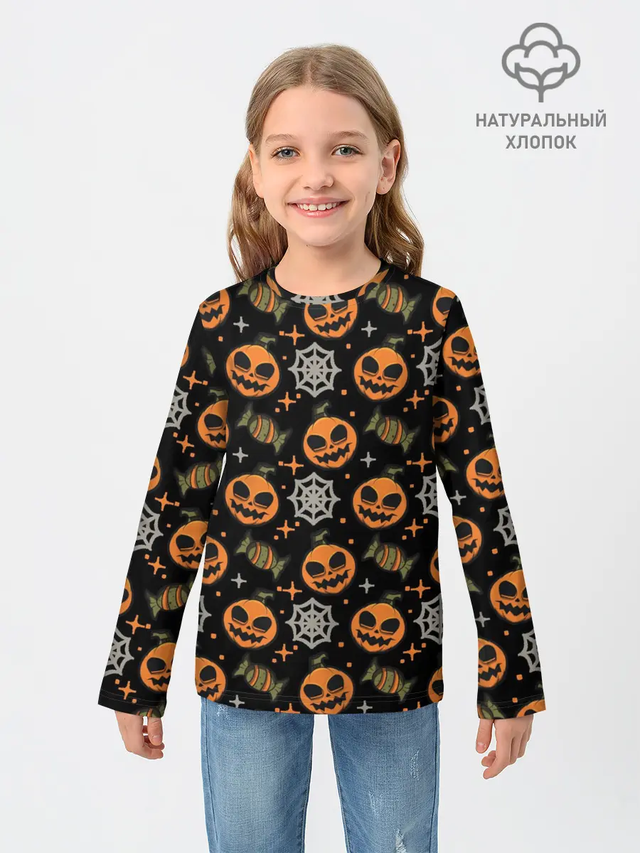 Детский лонгслив / Patern Halloween 26
