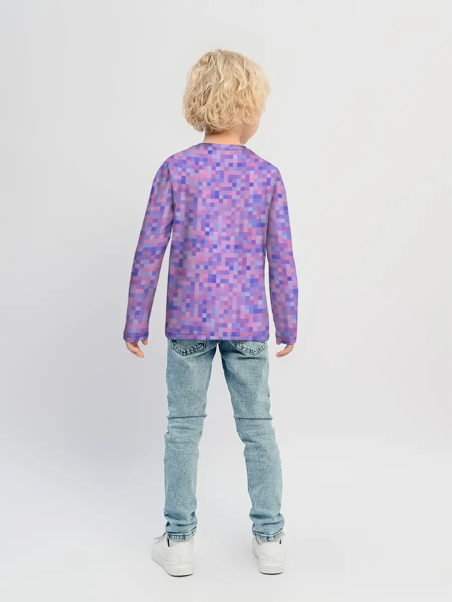 Детский лонгслив / Сиреневая пиксельная абстракция