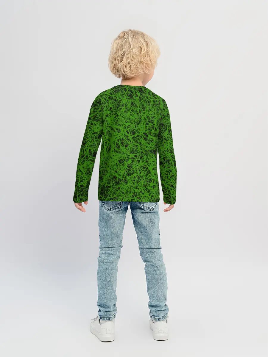 Детский лонгслив / зелёный паттерн