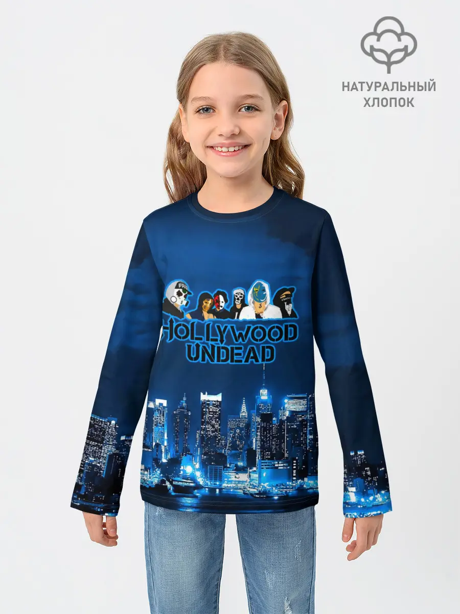 Детский лонгслив / Группа Hollywood Undead ночной город