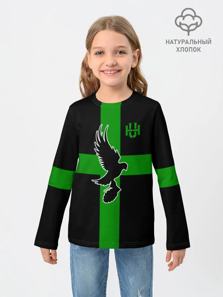 Детский лонгслив / Hollywood Undead заеленный крест