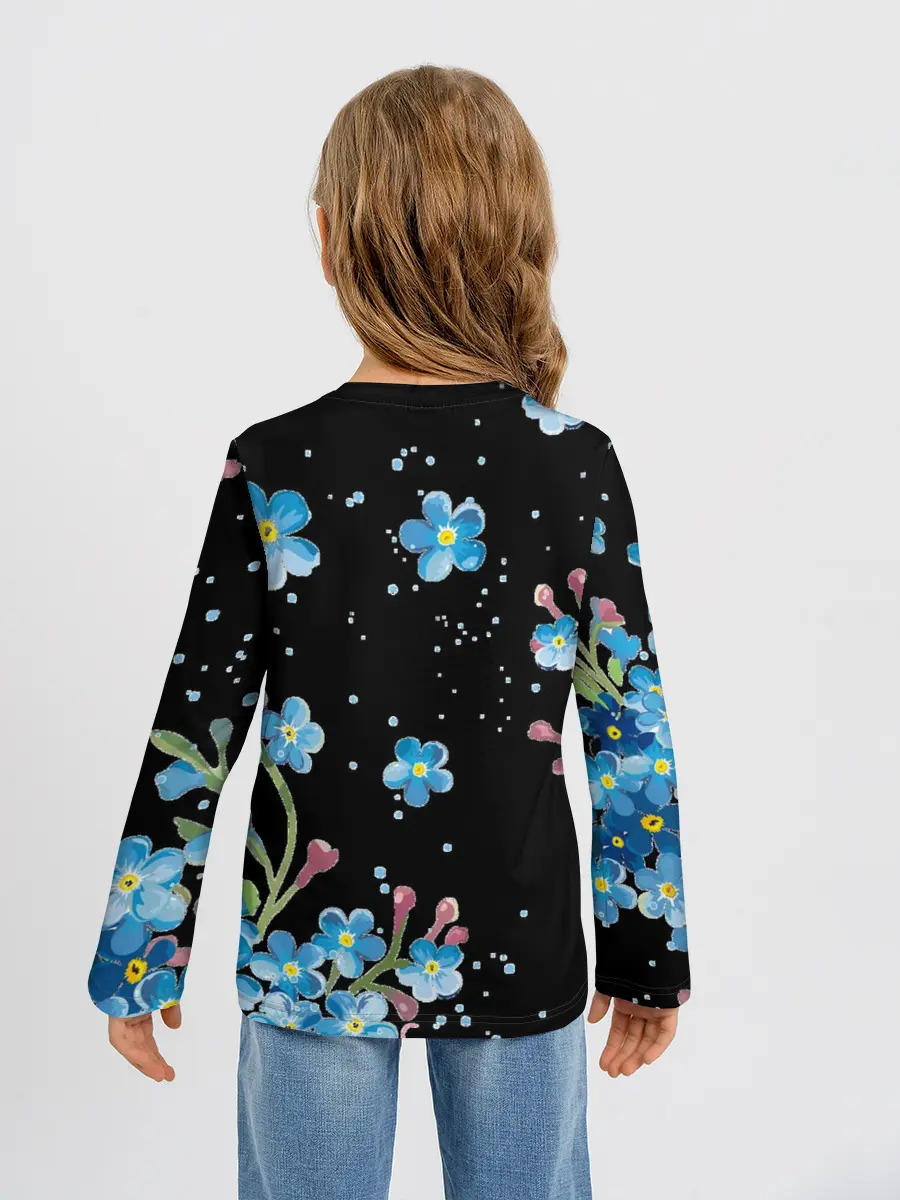 Детский лонгслив / Букет голубых цветов
