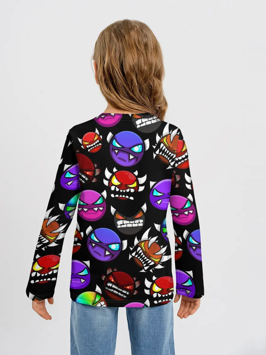 Детский лонгслив / Geometry Dash Demons