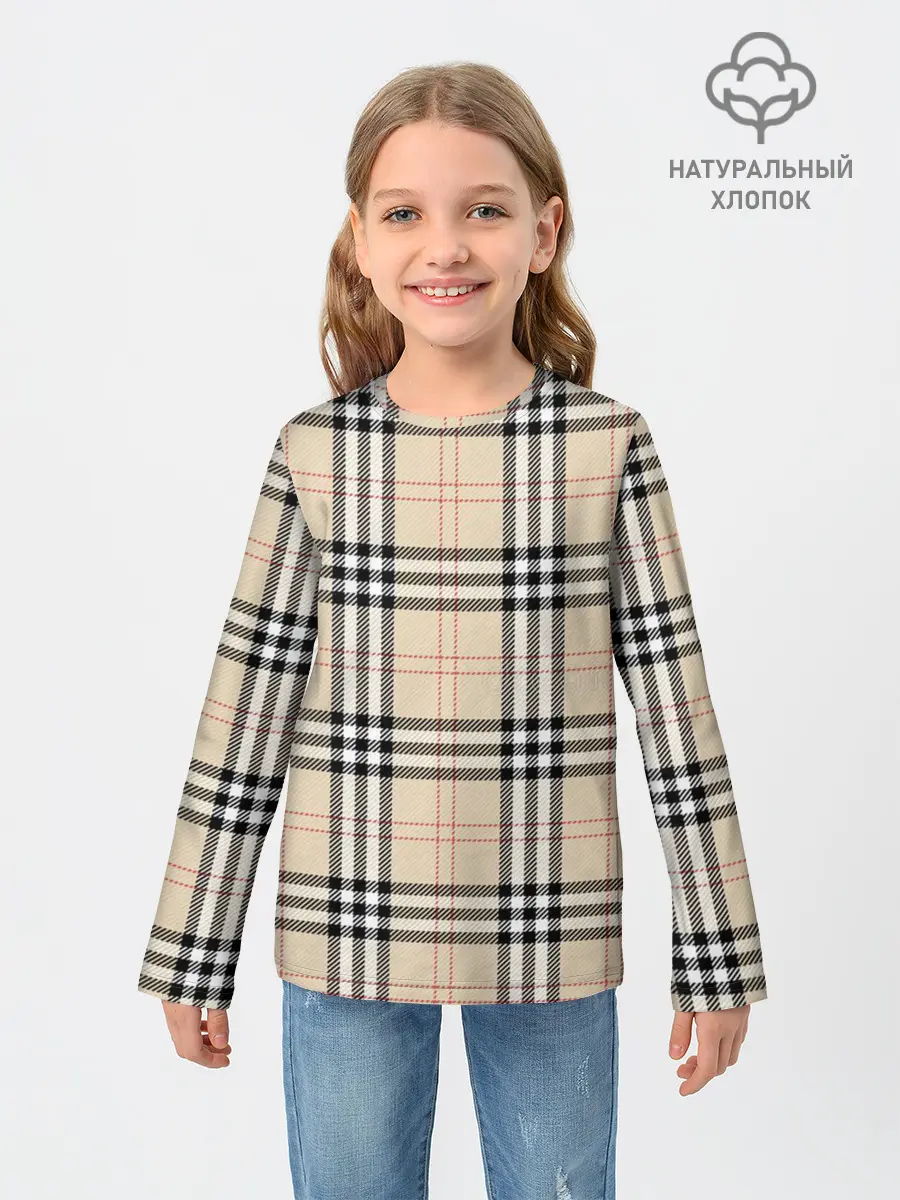 Детский лонгслив / клетчатый принт в стиле Burberry