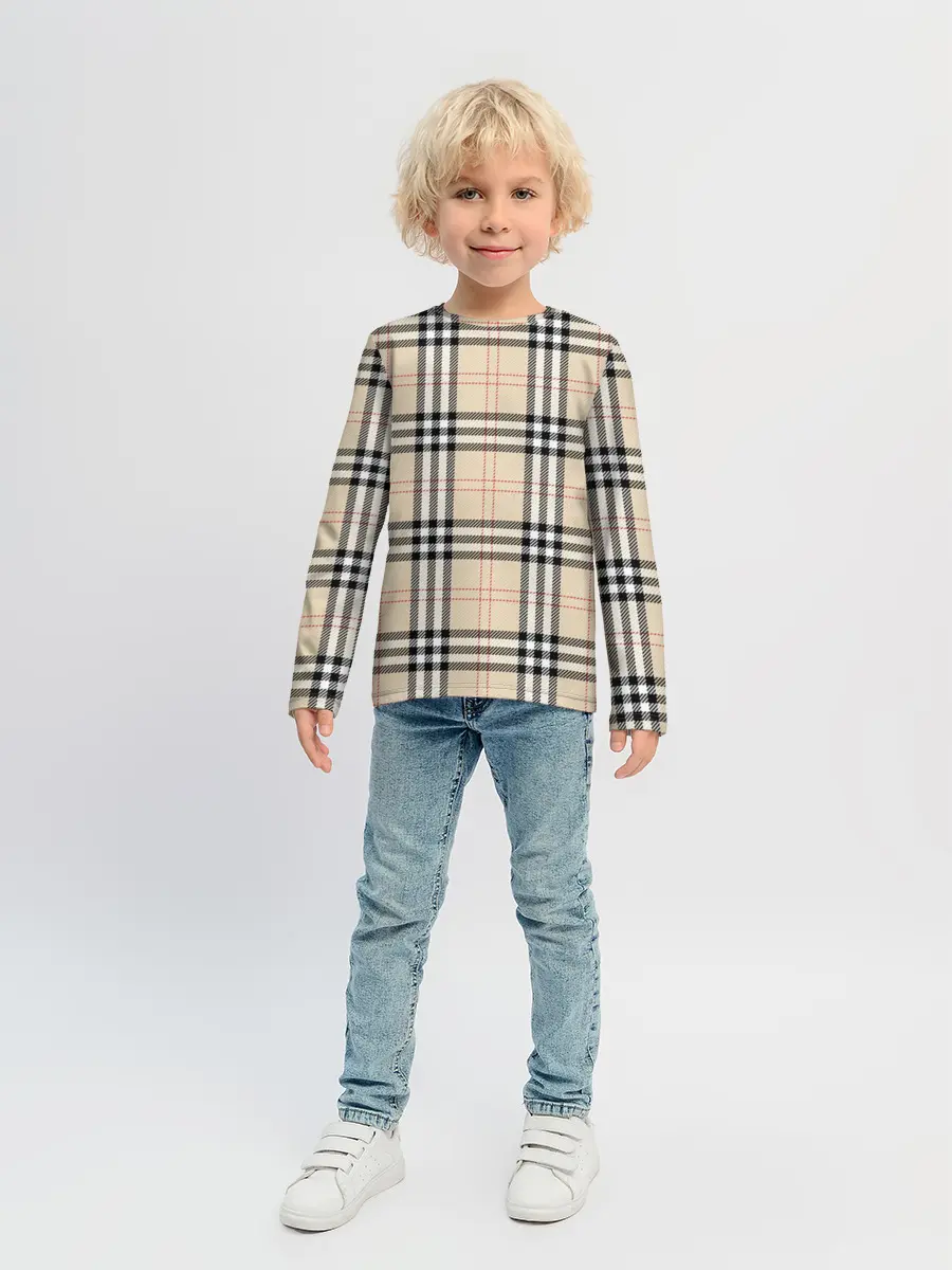 Детский лонгслив / клетчатый принт в стиле Burberry