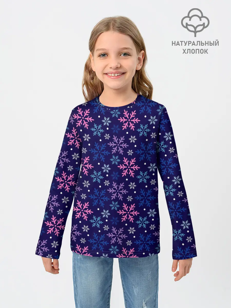 Детский лонгслив / Ночные Снежинки