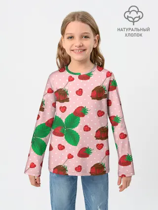 Детский лонгслив / Клубника в шоколаде