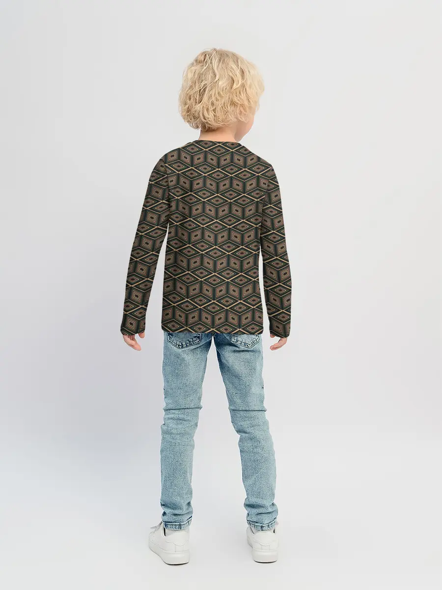 Детский лонгслив / Абстракция из квадратов и ромбов