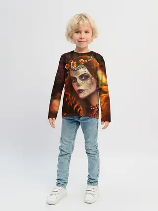 Детский лонгслив / Рыжая Ведьма с розами