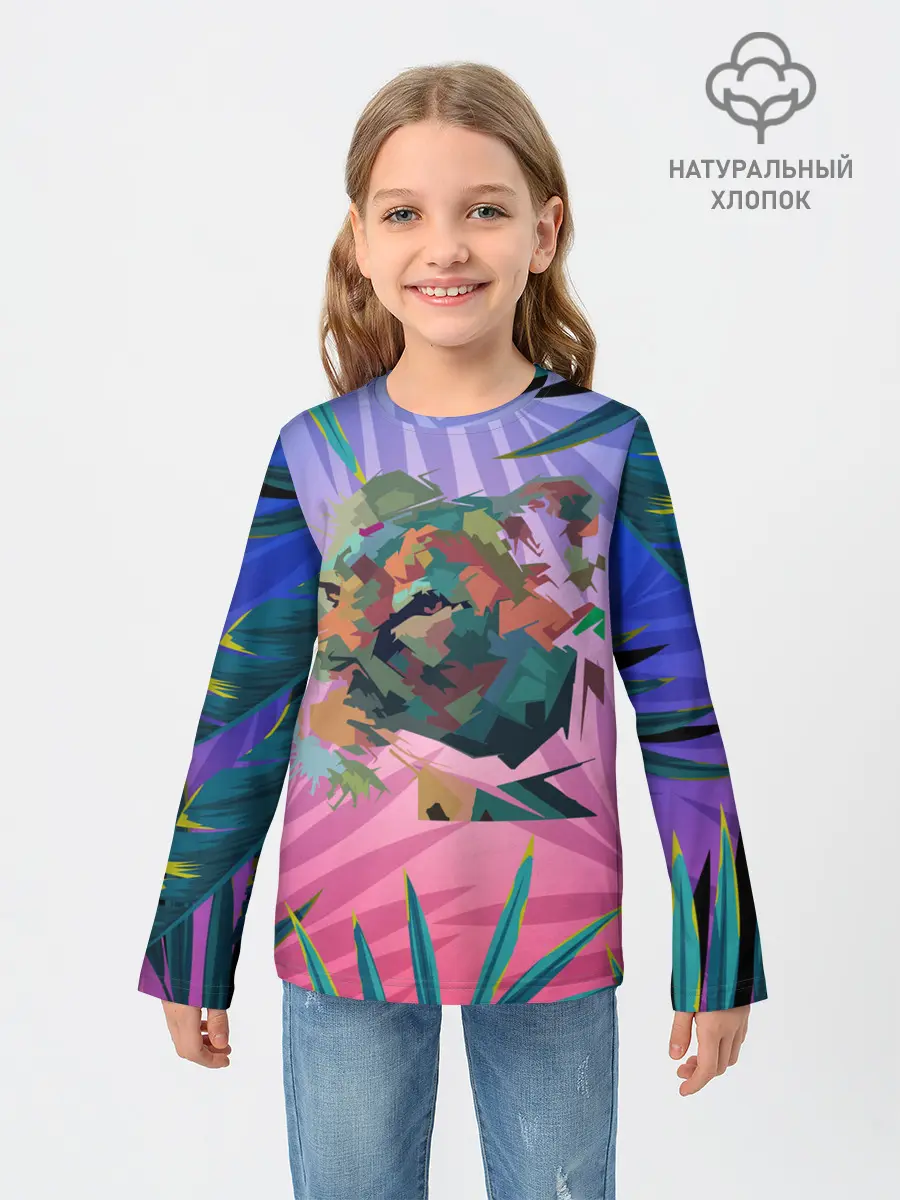 Детский лонгслив / Тигр из абстракций