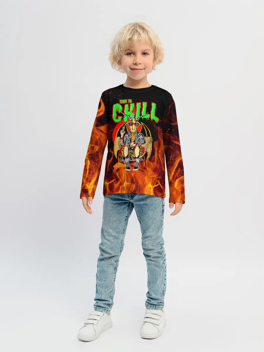 Детский лонгслив / Time to chill in fire