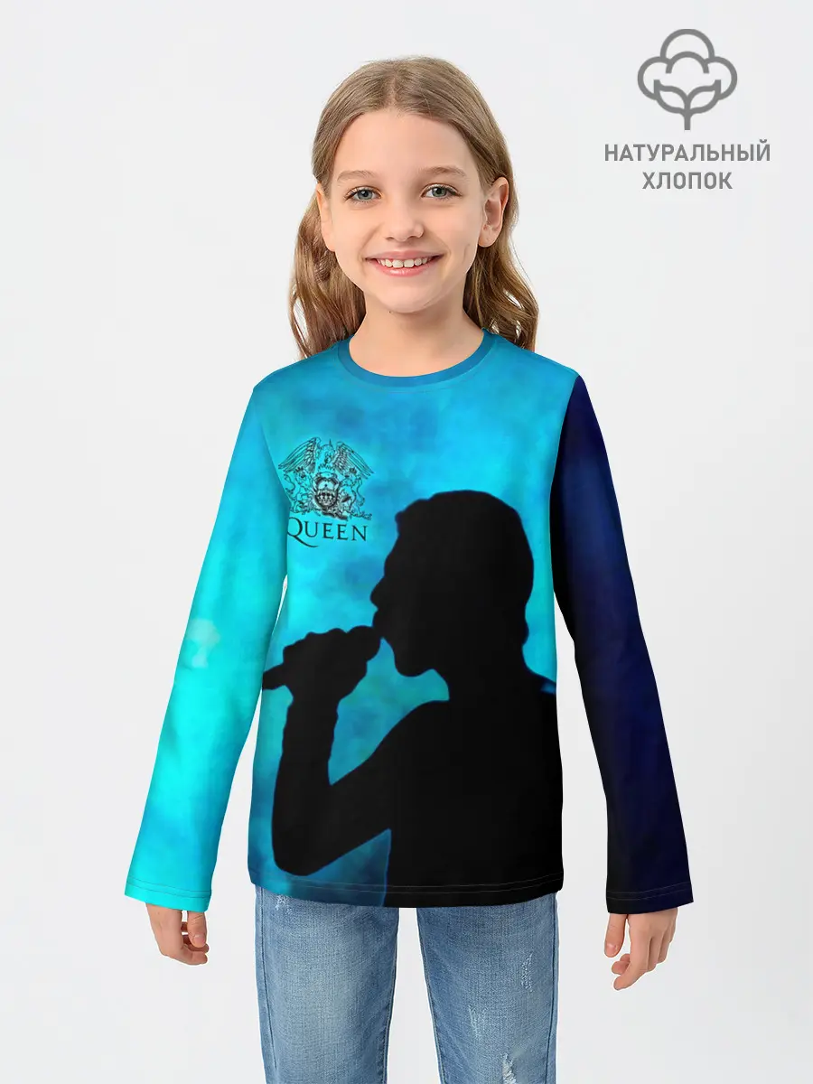 Детский лонгслив / Силуэт Фредди Меркьюри группа Queen