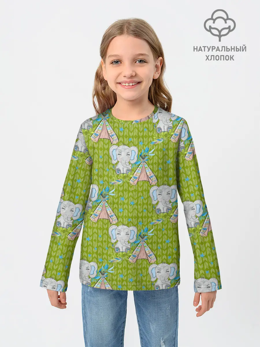 Детский лонгслив / Слоник и вигвам