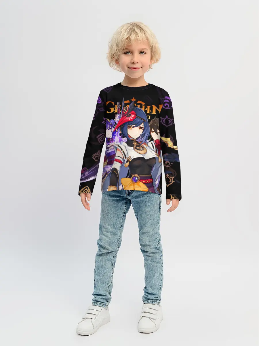 Детский лонгслив / Genshin Impact: Сара, Чжун Ли, Сёгун Райдэн