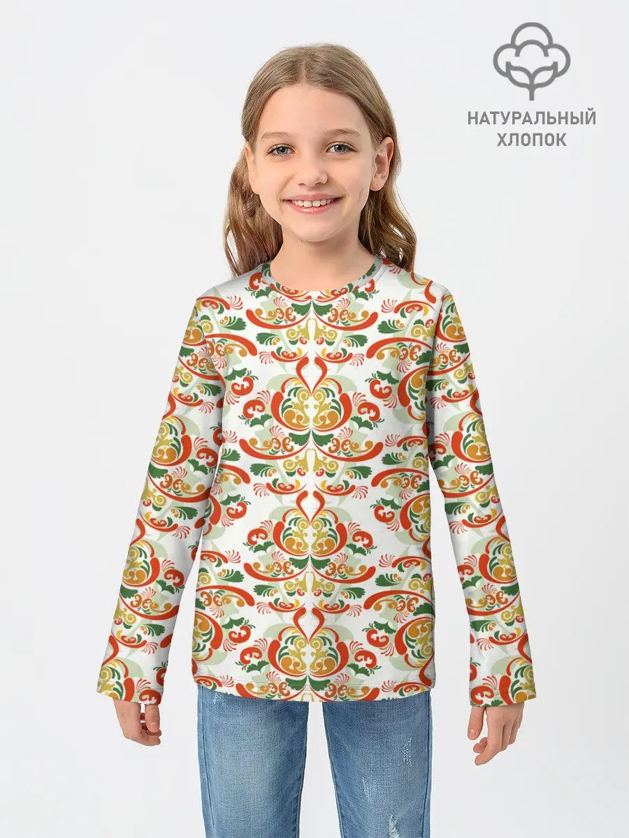 Детский лонгслив / Хохломские узоры II
