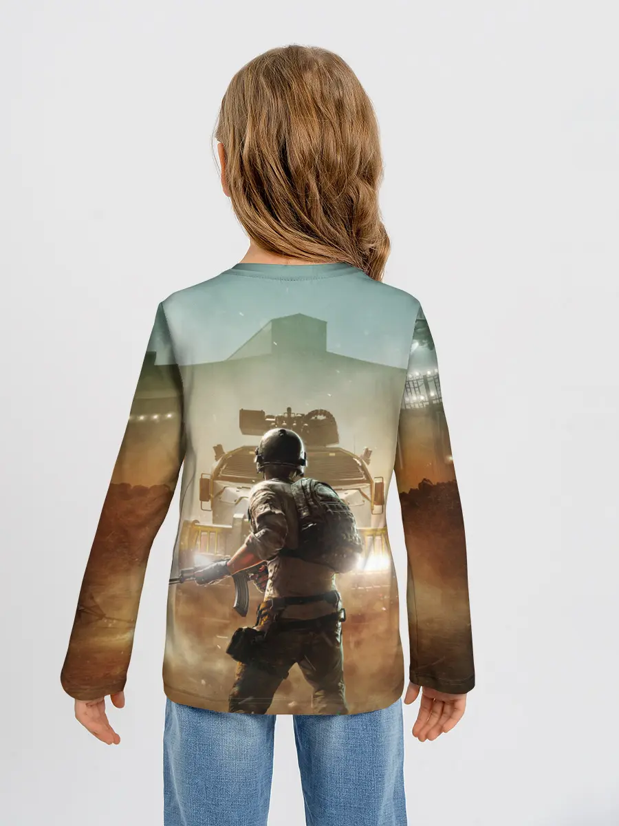 Детский лонгслив / PUBG СОЛДАТ В ШЛЕМЕ | ПАБГ