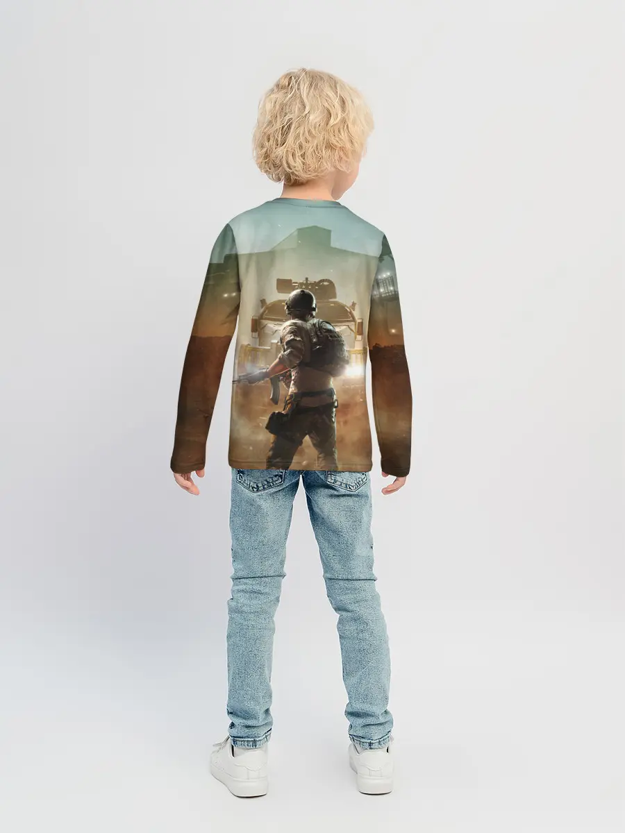 Детский лонгслив / PUBG СОЛДАТ В ШЛЕМЕ | ПАБГ