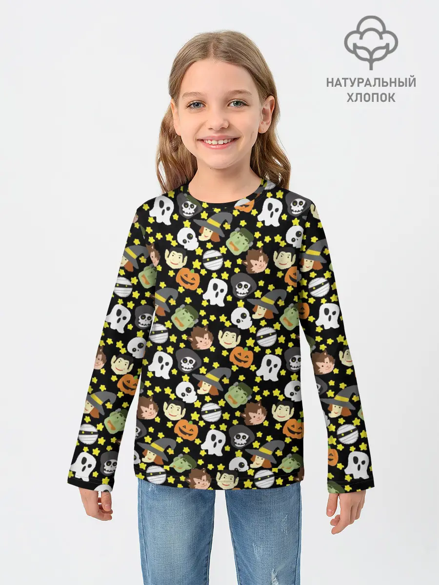 Детский лонгслив / персонажи и хэллоуин