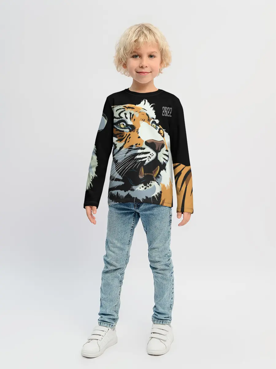 Детский лонгслив / Тигр перед атакой