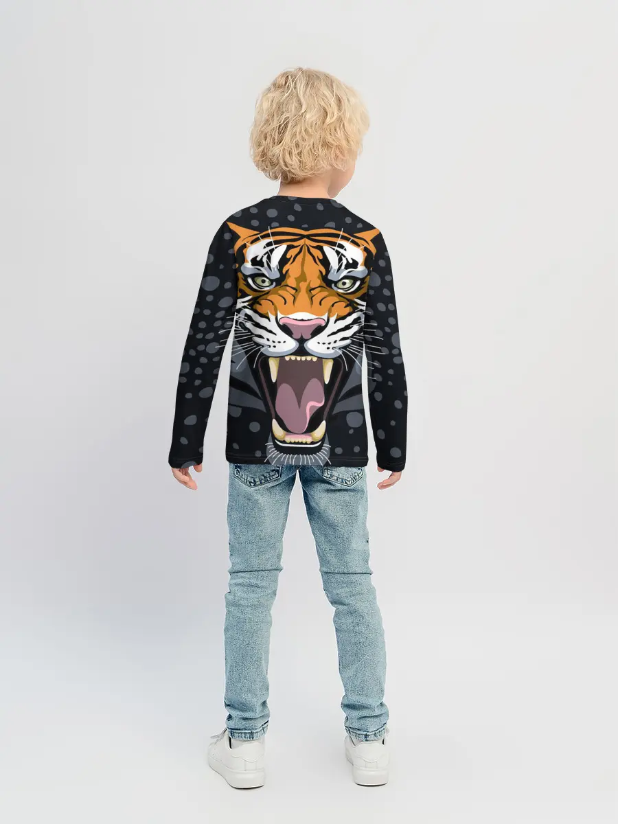 Детский лонгслив / Амурский тигр в ночи
