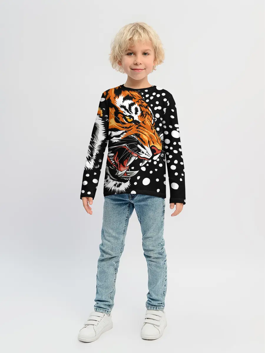 Детский лонгслив / Амурский тигр и снегопад