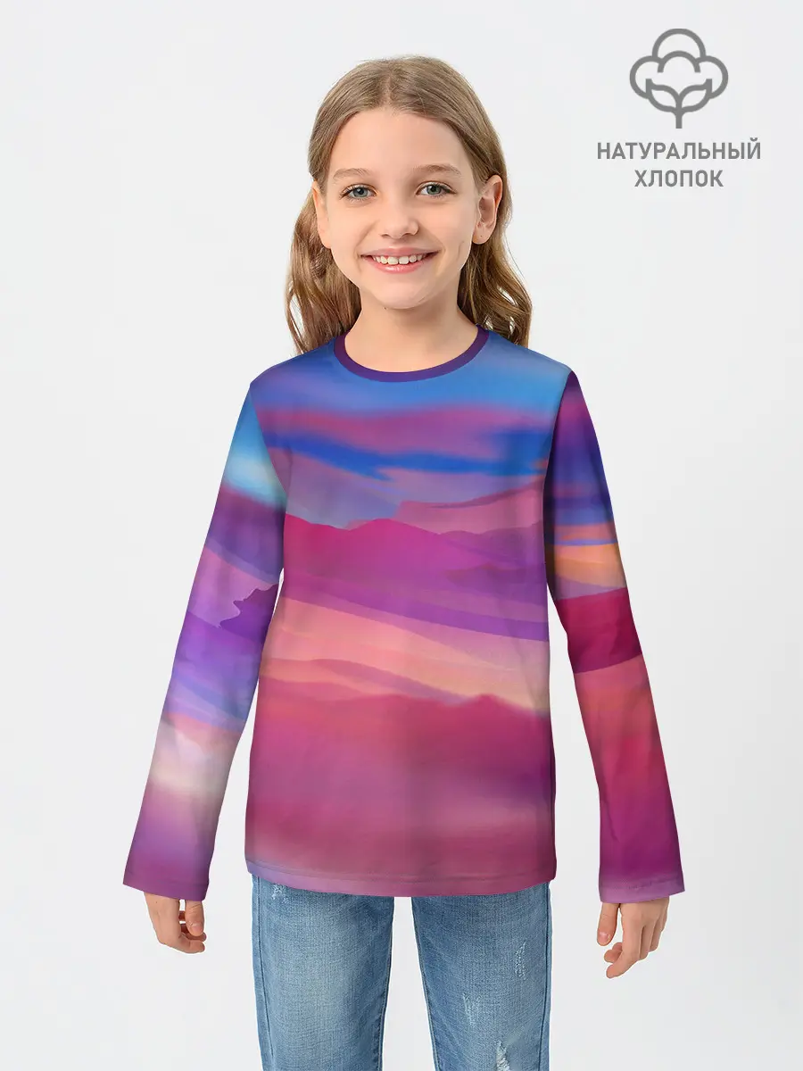 Детский лонгслив / Гармоничные цветовые волны