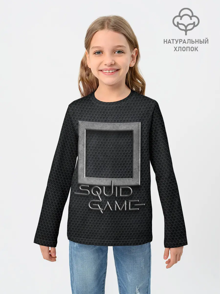 Детский лонгслив / ИГРА В КАЛЬМАРА СИМВОЛ КВАДРАТ | SQUID GAME
