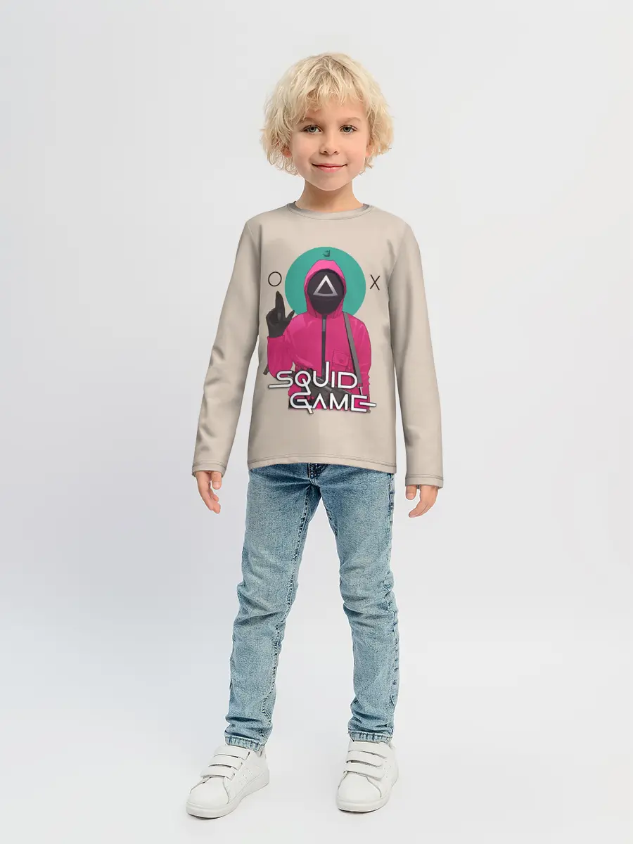 Детский лонгслив / Squid game - Игра в кальмара треугольник